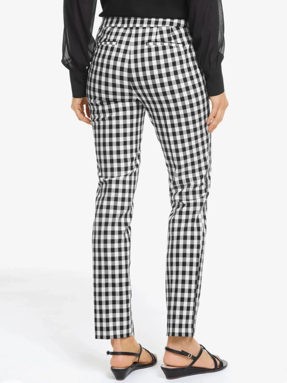Talbots Gingham Chatham Preppy Ankle Pants Black White Side Zip Size 12 - Picture 2 of 11